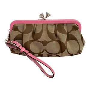 NEW Limited Edition Vintage Coach Pink Snake Accented Clutch